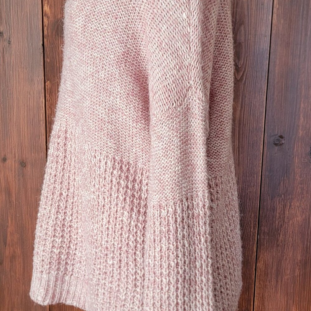 American Eagle Women Large Pink Knit Sweater Rolled Collar Chunky Contrast Knit - Picture 3 of 8